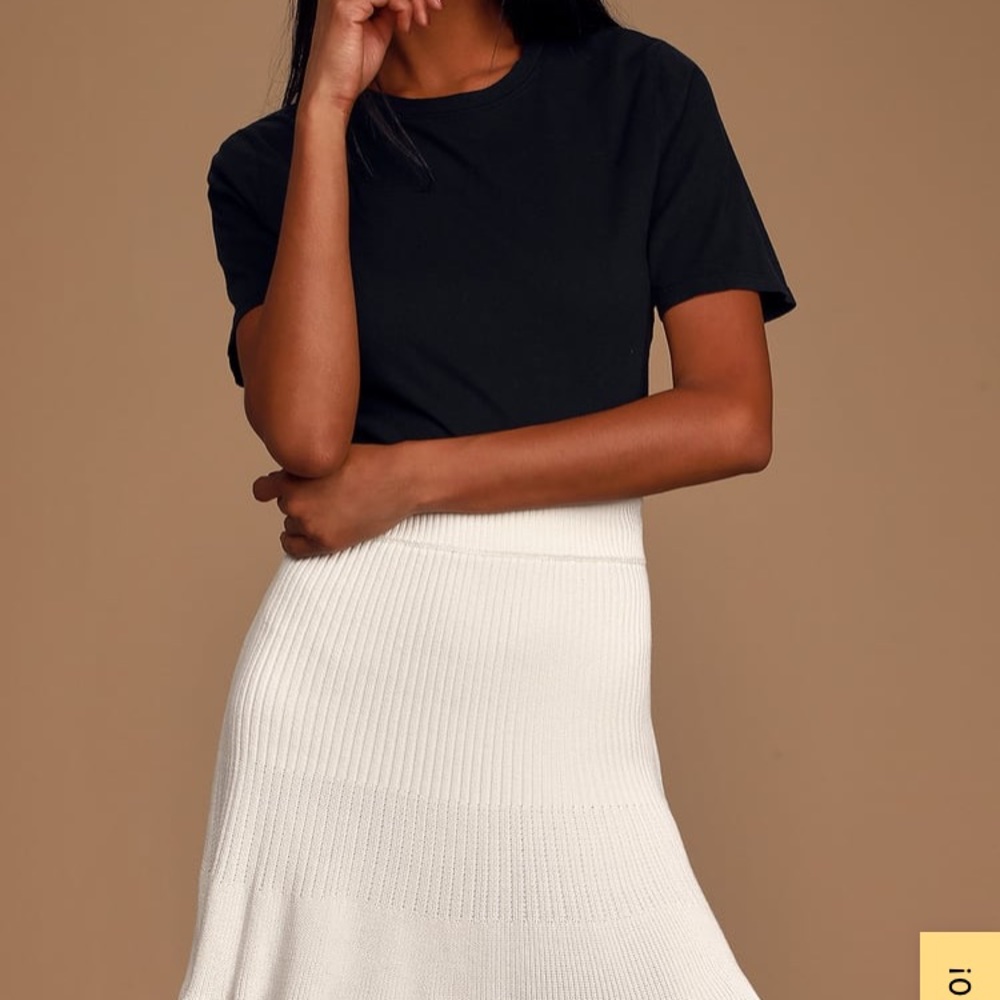 Free People Solid Gold Sweater Skirt White Size L